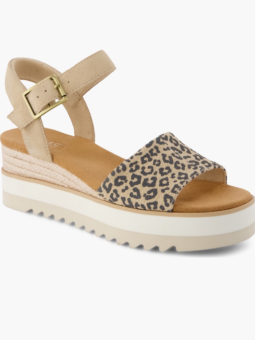 TOMS Leopard Print Suede Platform Sandals – Tan & Black